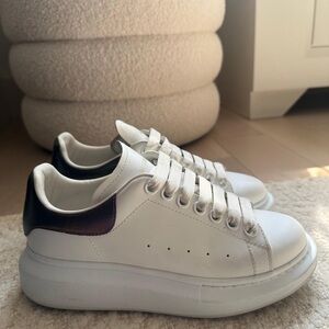 Alexander McQueen White Sneakers with Black and Metallic Detail